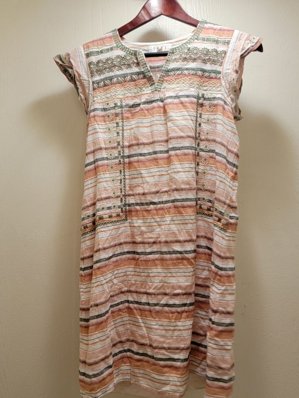 THML Peach Multi-Striped Midi Dress